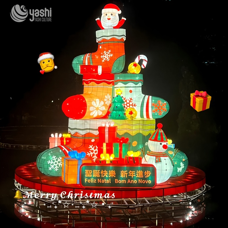 Custom Christmas Train Theme Light Arch, Giant Santa Snowman LED Lantern Arch for Park Holiday Light Festival