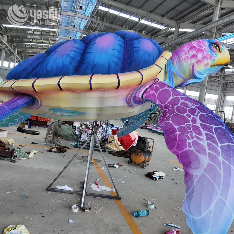 Custom Giant Sea Turtle Zigong Lantern, Colorful Marine Animal LED Light Sculpture, Waterproof Outdoor Ocean Theme Park Festival Light Installation
