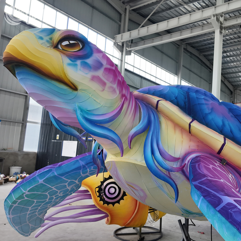 Custom Giant Sea Turtle Zigong Lantern, Colorful Marine Animal LED Light Sculpture, Waterproof Outdoor Ocean Theme Park Festival Light Installation