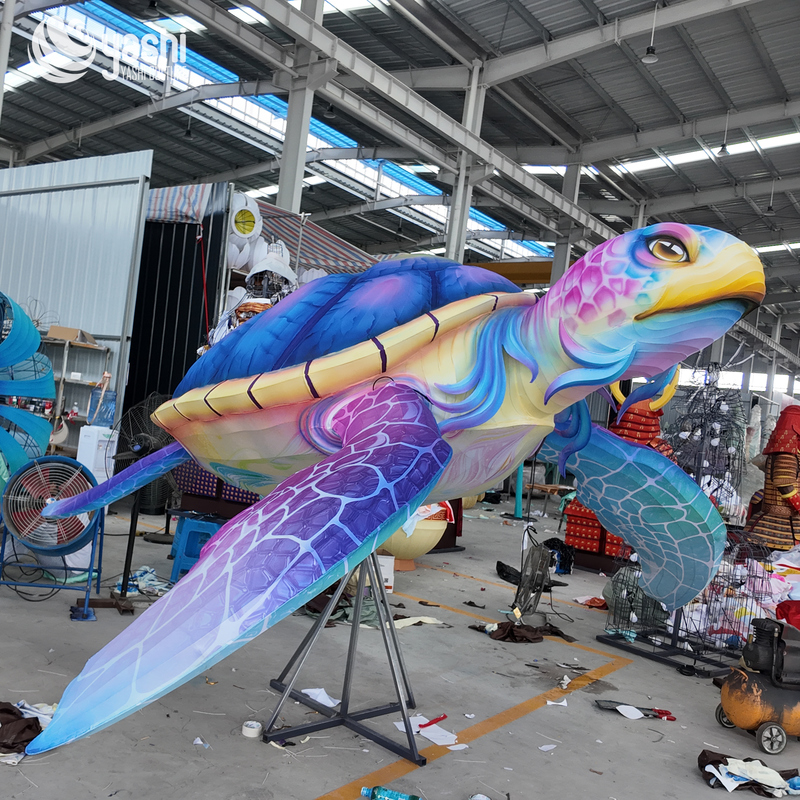 Custom Giant Sea Turtle Zigong Lantern, Colorful Marine Animal LED Light Sculpture, Waterproof Outdoor Ocean Theme Park Festival Light Installation