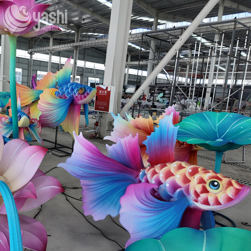 लालटेन फेस्टिवल के लिए आउटडोर सजावटी चीनी मछली लालटेन 150CM