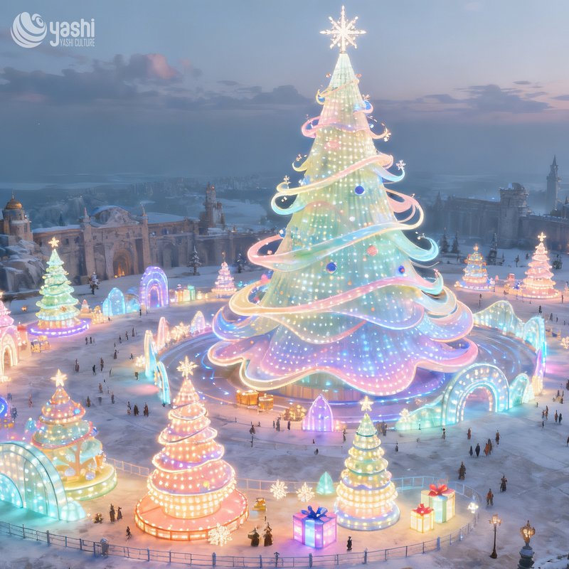 Custom Giant Macaron Color Christmas Tree LED Light Sculpture, Commercial Outdoor Lighting for Christmas Light Show