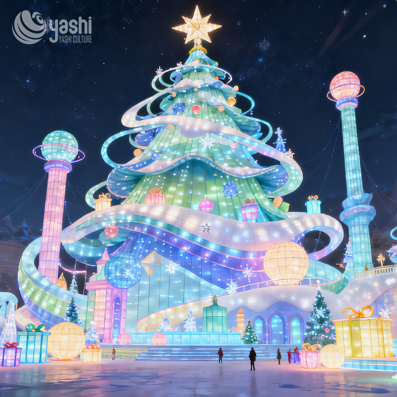 Custom Giant Macaron Color Christmas Tree LED Light Sculpture, Commercial Outdoor Lighting for Christmas Light Show