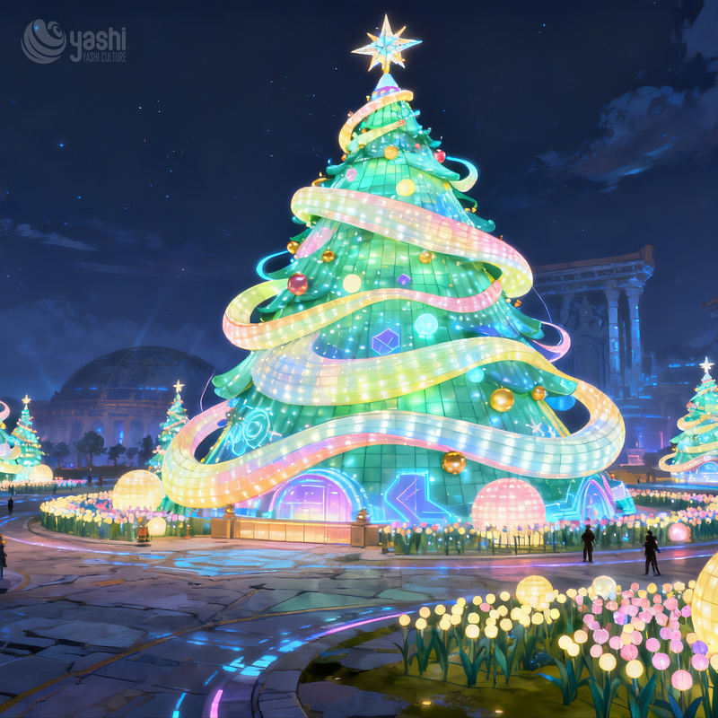 Custom Giant LED Christmas Tree & Reindeer Silk Lantern Set, Outdoor Waterproof Light Sculpture for Plaza Christmas Festival