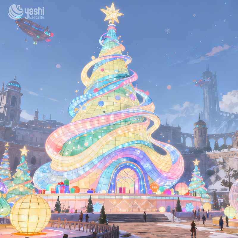 Custom Giant Christmas Tree with Climbing Snowman Lantern, Waterproof LED Light Sculpture for Plaza & Theme Park
