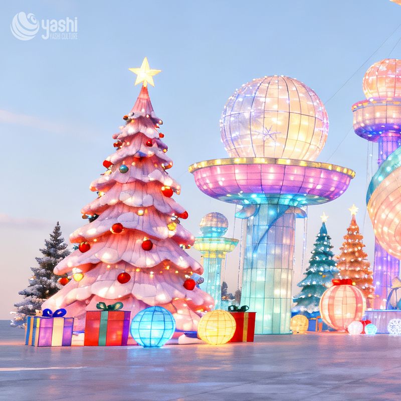 Custom Giant Blue Spiral Christmas Tree Light Sculpture, Outdoor Waterproof LED Festival Lantern for Shopping Mall Christmas Light Show