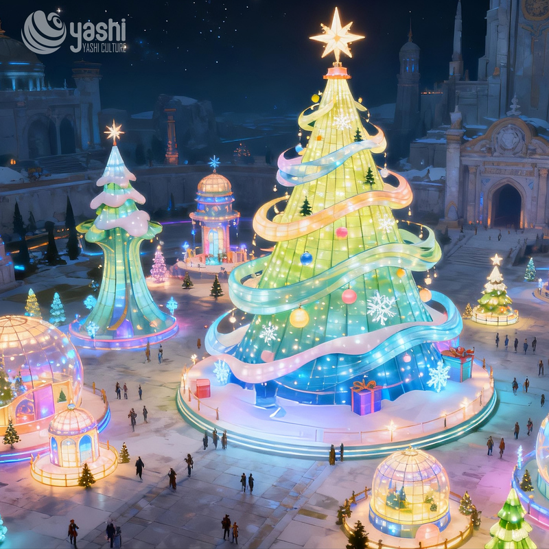 Custom Giant Blue Spiral Christmas Tree Light Sculpture, Outdoor Waterproof LED Festival Lantern for Shopping Mall Christmas Light Show