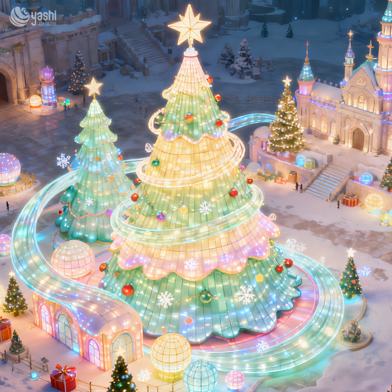 Custom Giant LED Christmas Tree Lantern, Outdoor Waterproof Festival Light Sculpture for Theme Park & Mall Christmas Decor