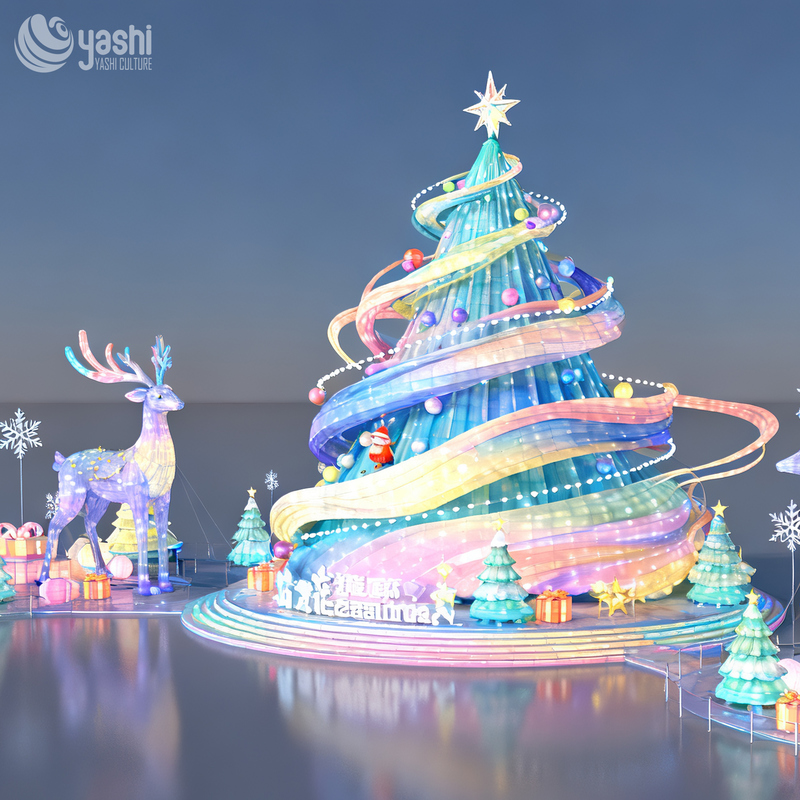 Custom Giant Walk-through Christmas Tree Light Sculpture Scene, Outdoor Waterproof LED Christmas Tree Installation for Shopping Mall Light Festival