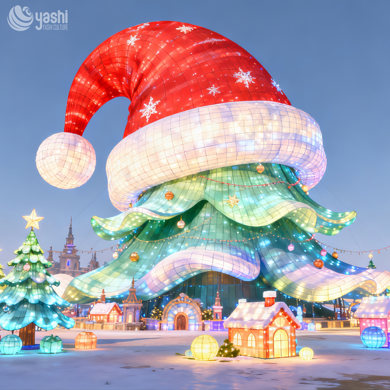 Custom Giant Walk-through Christmas Tree Light Sculpture Scene, Outdoor Waterproof LED Christmas Tree Installation for Shopping Mall Light Festival