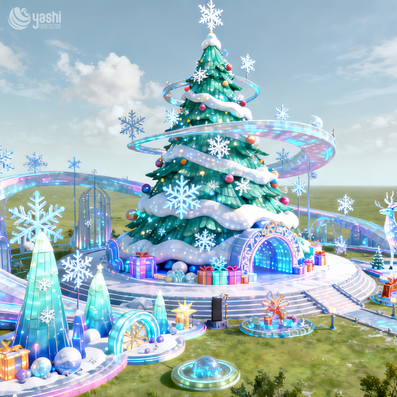Custom Giant Walk-through Christmas Tree Light Sculpture Scene, Outdoor Waterproof LED Christmas Tree Installation for Shopping Mall Light Festival