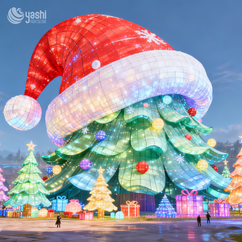 Walk-through Giant Wire Frame Christmas Tree Light Sculpture, Outdoor LED Light Tunnel Tree for Plaza & Amusement Park Christmas Event