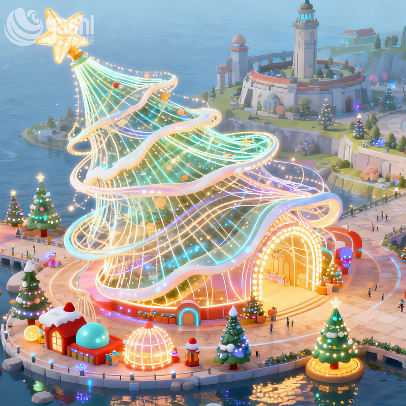 Walk-through Giant Wire Frame Christmas Tree Light Sculpture, Outdoor LED Light Tunnel Tree for Plaza & Amusement Park Christmas Event