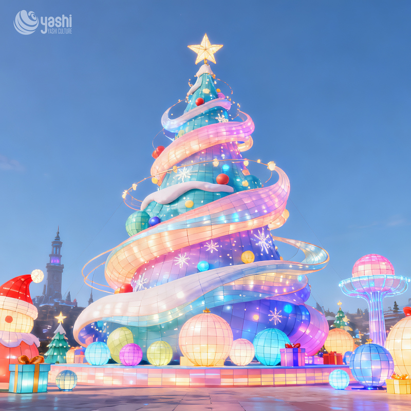 Custom Walk-through Giant Magic Hat Light Sculpture, Outdoor Waterproof LED Wizard Hat Lantern for Christmas Theme Light Show