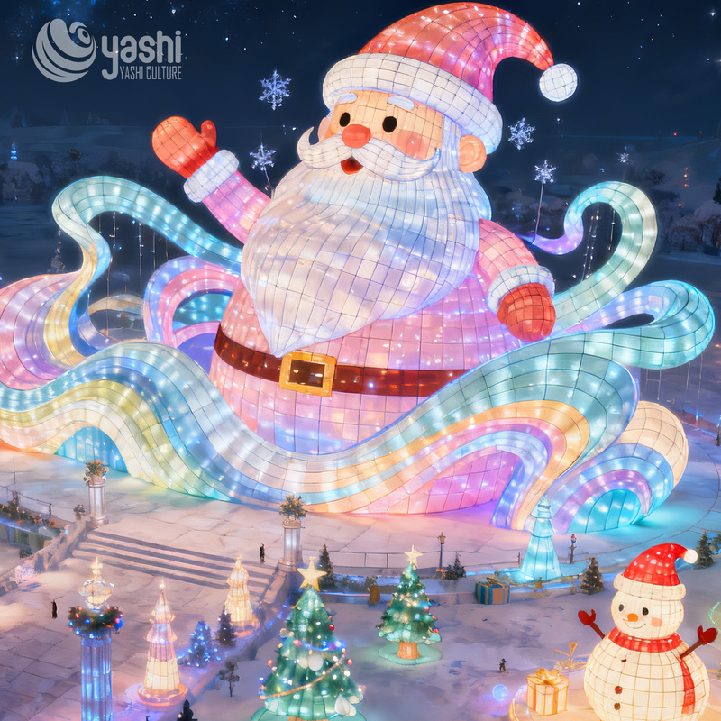 Giant Wire Frame Santa Claus Light Sculpture, Waterproof LED Santa Light Decoration for Outdoor Christmas Light Festival, Plaza and Shopping Mall