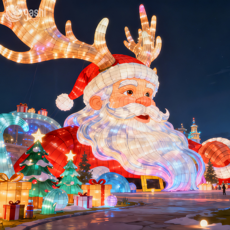 Giant Wire Frame Santa Claus Light Sculpture, Waterproof LED Santa Light Decoration for Outdoor Christmas Light Festival, Plaza and Shopping Mall