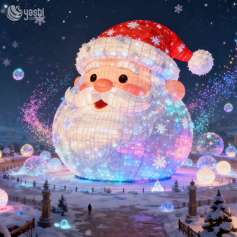 Christmas Santa Elk Horn LED Silk Lantern, Waterproof Festival Light Decoration for Park & Plaza