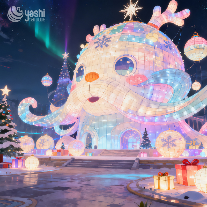 Decorazione Lanterna Natalizia Scultura di Babbo Natale e Cervo per Decorazioni Festività