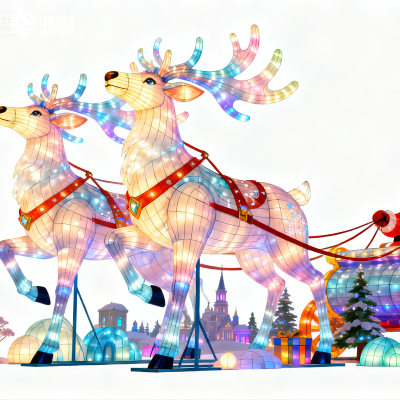 Реалистичный рождественский оленей фонарь для наружного украшения в рождественских тематических парках