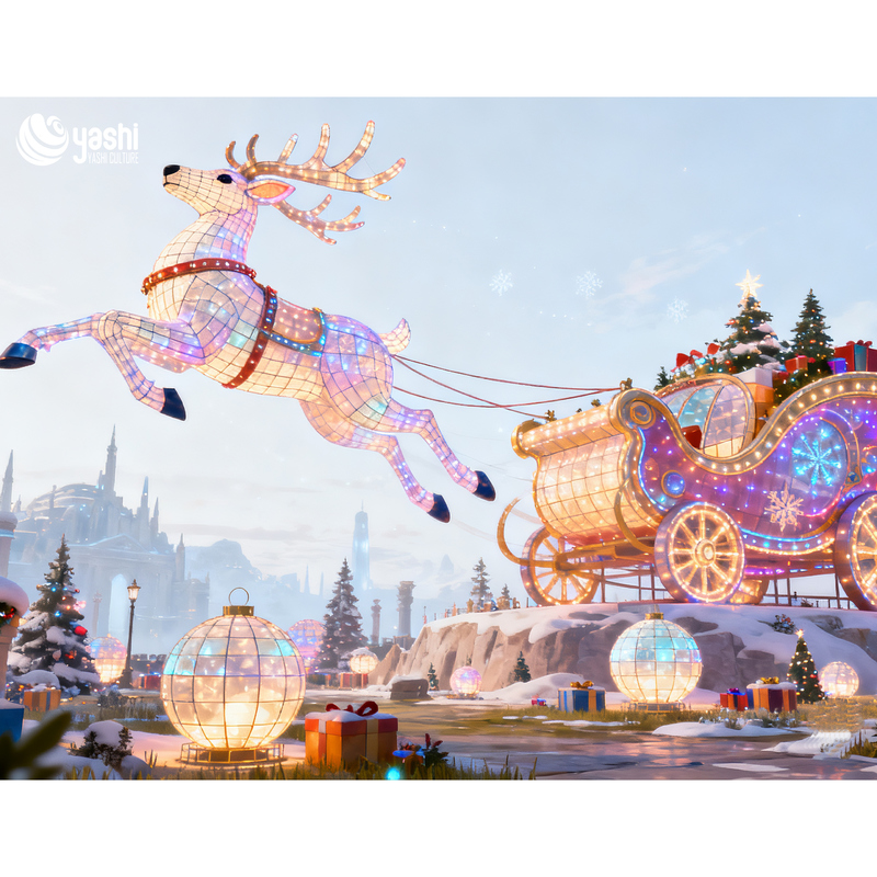 3D Рождественский скульптурный олень фонарь для наружного украшения, декорации торговых центров