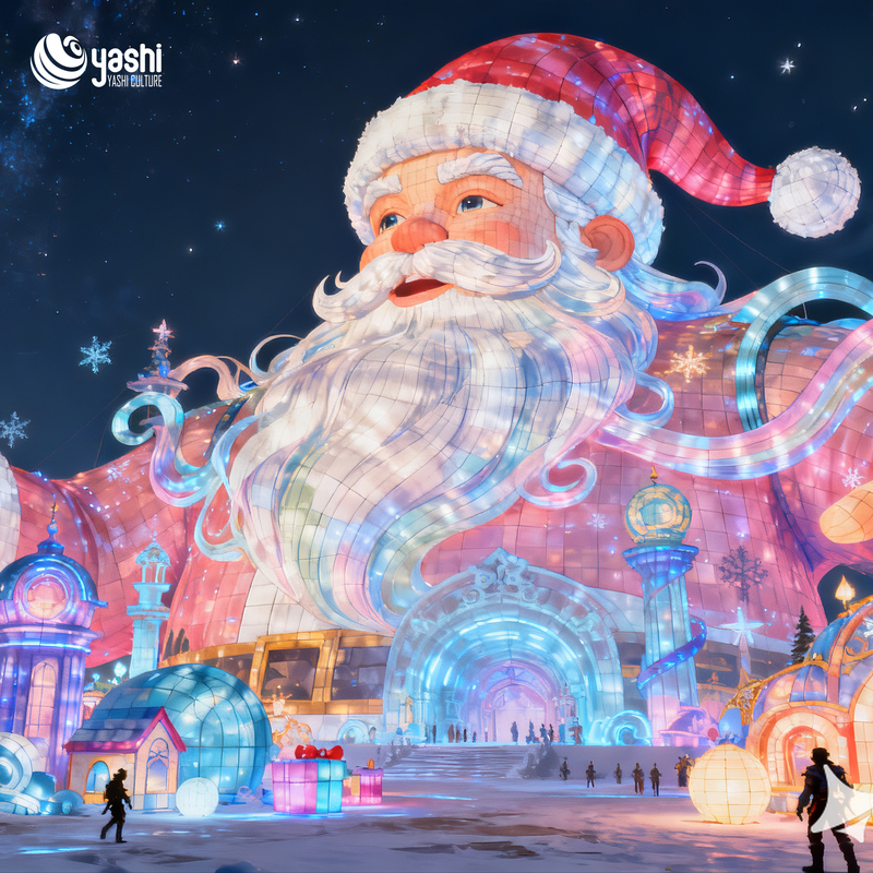 Giant Standing Santa Claus Silk Lantern, Outdoor Waterproof LED Light Sculpture for Shopping Mall & Park Christmas Light Festival