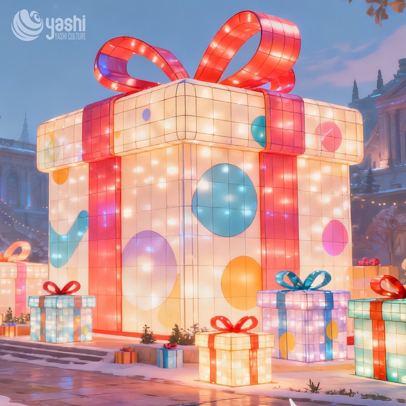 Kerst Outdoor Decoration Gift Box Lantern voor Kerstmis en Nieuwjaar