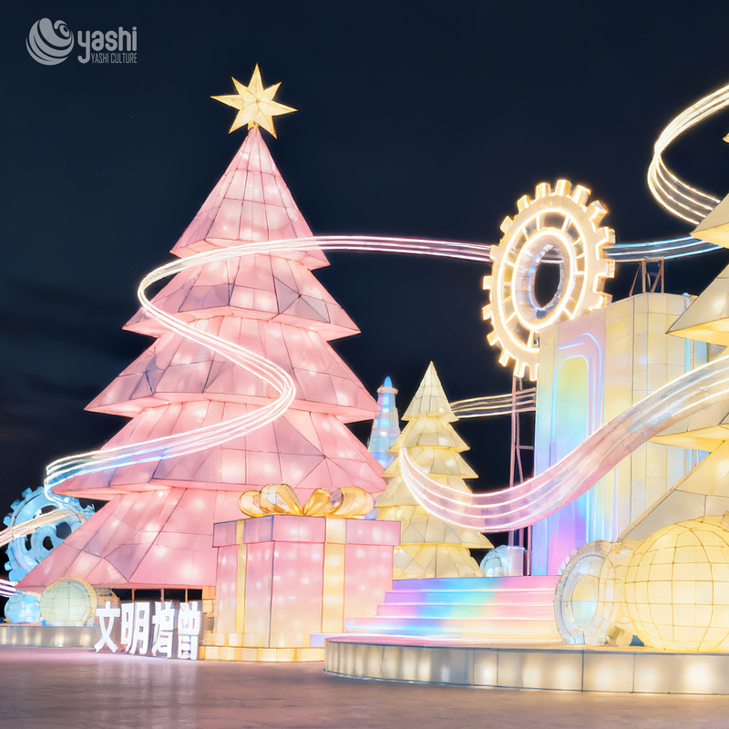 Красочные скульптурные фонари в форме рождественской елки, предназначенные для наружного и праздничного оформления