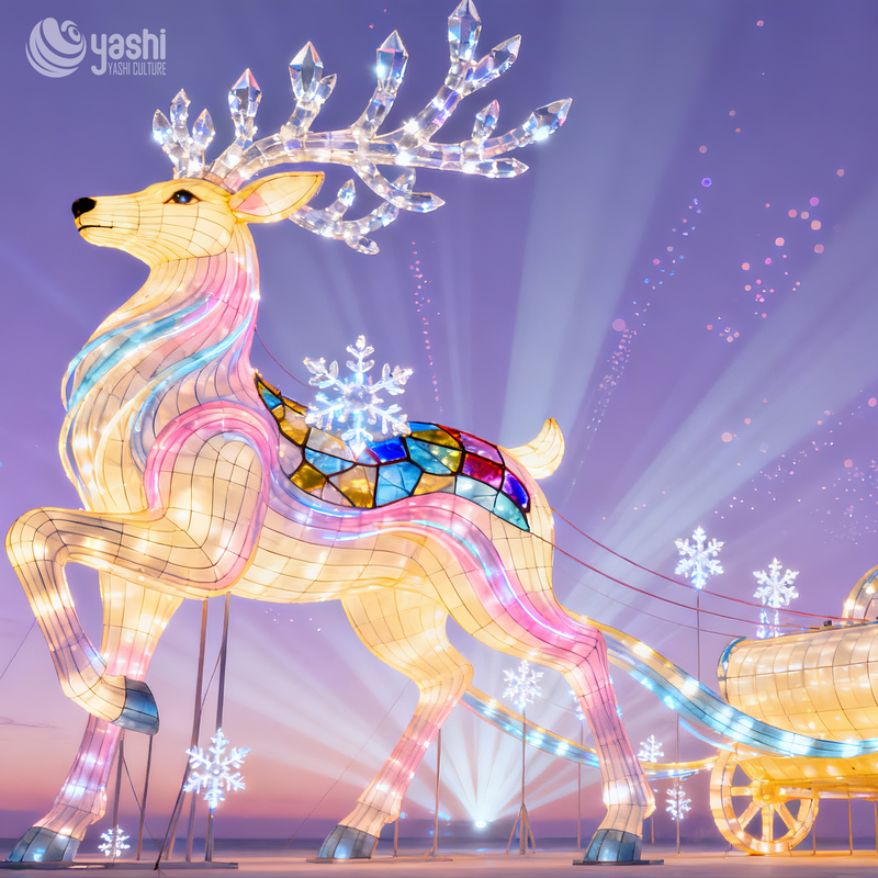 Custom Giant Sitting Santa Claus Silk Lantern, Outdoor LED Light Sculpture for Park Christmas Lighting Exhibition