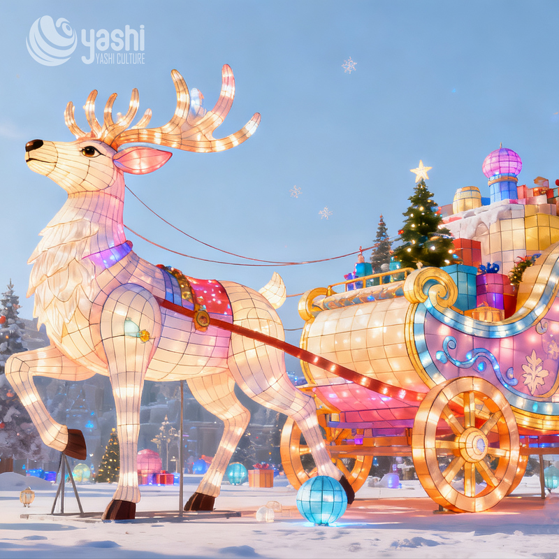 Duże, świąteczne, dekoracyjne lampiony Świętego Mikołaja do centrów handlowych i pokazów świetlnych