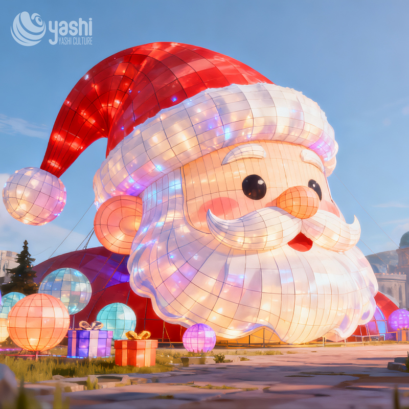 Giant Santa Claus Silk Lantern LED Light Sculpture, Outdoor Waterproof Christmas Figure Light for Park & Mall Light Festival