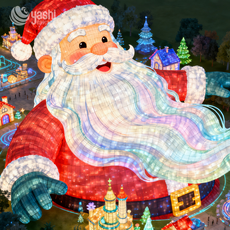 Giant Santa Claus Silk Lantern LED Light Sculpture, Outdoor Waterproof Christmas Figure Light for Park & Mall Light Festival