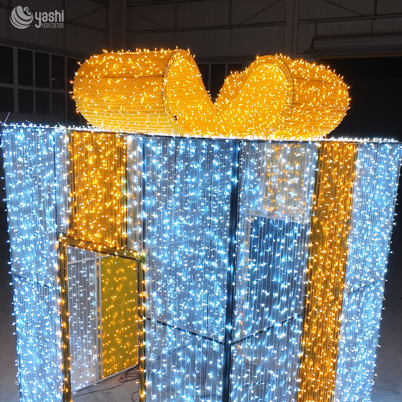 The large 3D New Year decorative photo-taking Christmas gift box archway is used for decorations of various festivals.