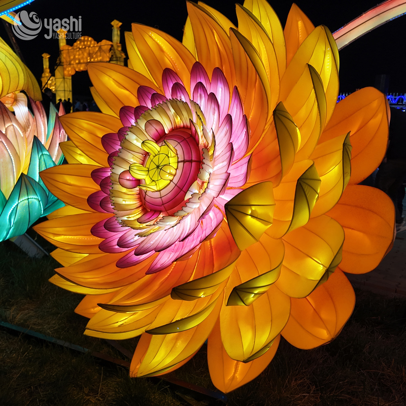 Linterna Gigante Personalizada de Flor de Loto, Escultura de Luz Floral LED Grande en Flor para Decoración de Festivales al Aire Libre
