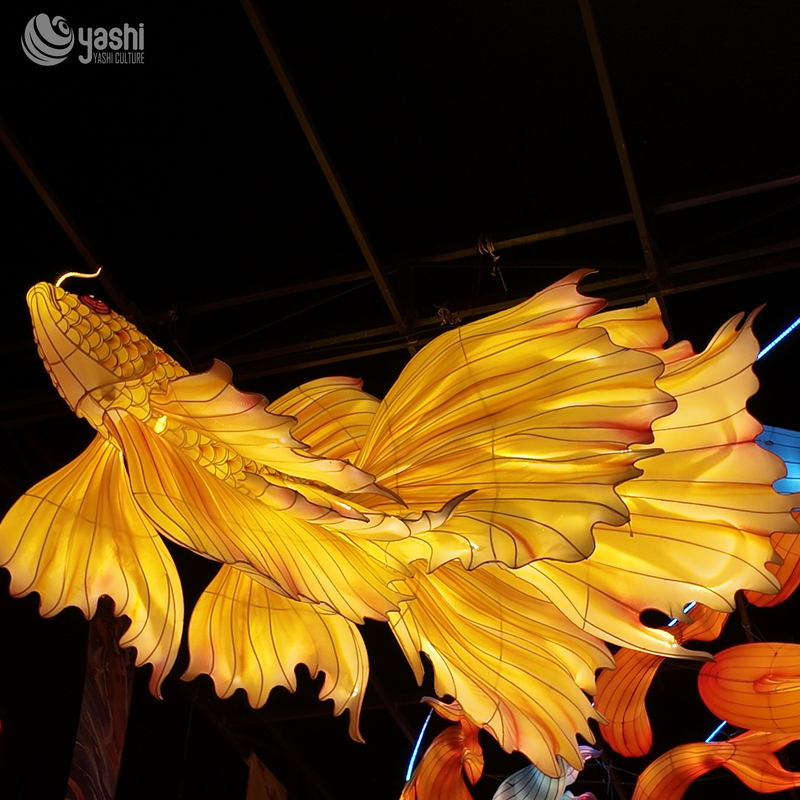 Custom Hanging Koi Fish Lantern, Large Floating Goldfish LED Light Sculpture for Festival Night Exhibition