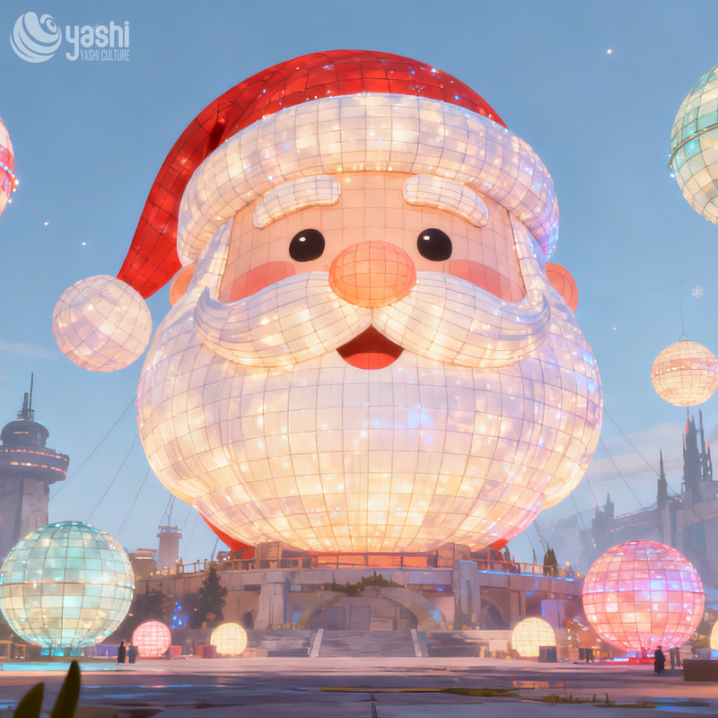 Large-sized handcrafted Santa Claus decorative lanterns are used for outdoor decoration, holiday decoration and New Year decoration.