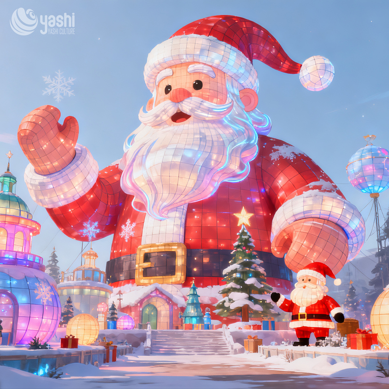 Giant Santa Claus Festival Lantern, Waterproof LED Silk Santa Light Sculpture, Outdoor Christmas Light Decoration for Light Festival, Park & Shopping Mall
