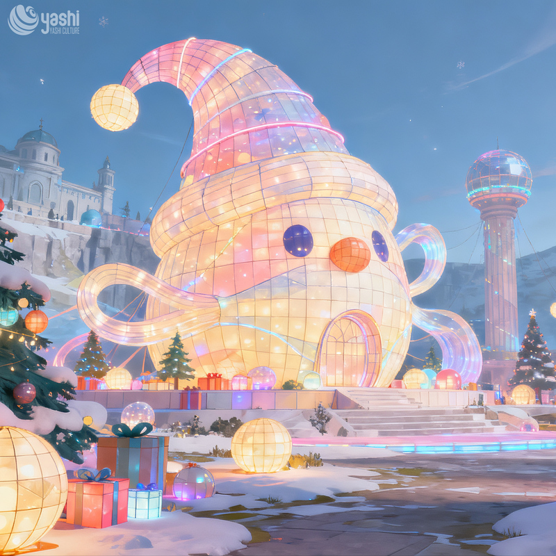 Custom Giant Snowman Silk Lantern Group, Outdoor Waterproof LED Snowman Light Sculpture for Christmas Light Festival
