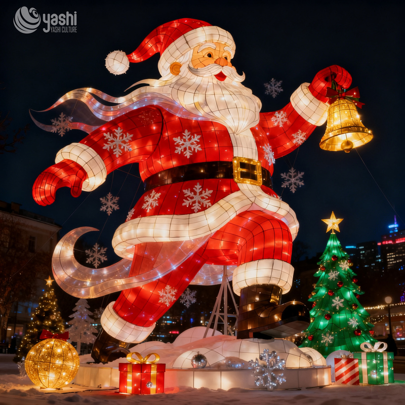 Custom Giant LED Santa Claus Lantern, Outdoor Waterproof Christmas Light Sculpture for Mall & Park Decoration