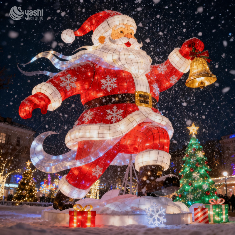 Custom Giant LED Santa Claus Lantern, Outdoor Waterproof Christmas Light Sculpture for Mall & Park Decoration