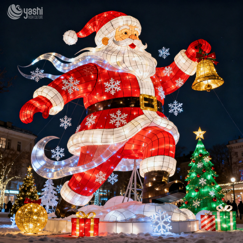 Custom Giant LED Santa Claus Lantern, Outdoor Waterproof Christmas Light Sculpture for Mall & Park Decoration