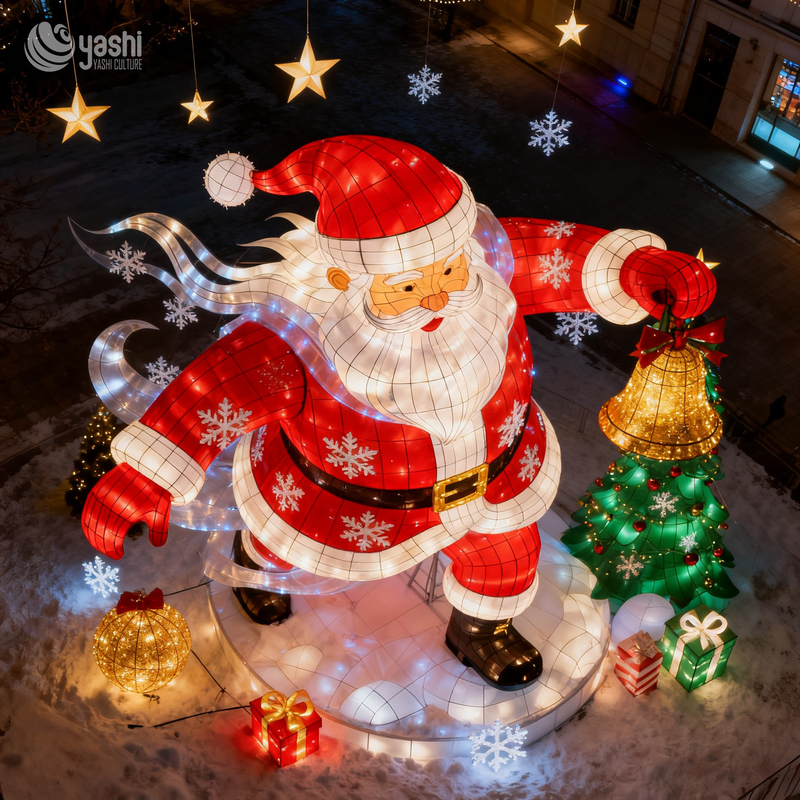 Large Illuminated Santa Claus Light Decor Outdoor Christmas Scene Decoration Custom Holiday Atmosphere Display