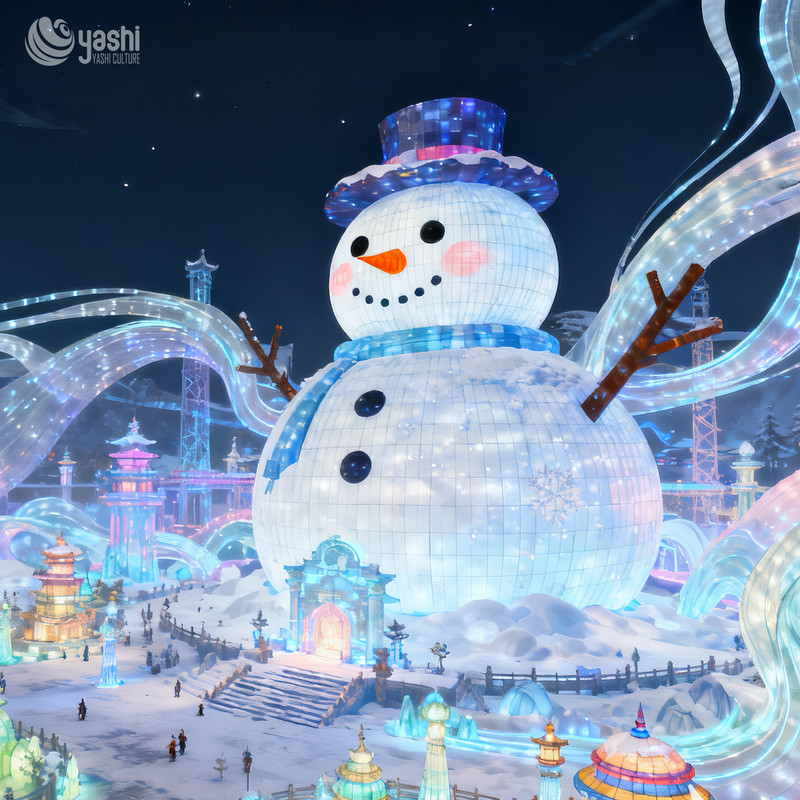 Custom Giant Snowman LED Festival Lantern, Outdoor Waterproof Christmas Light Sculpture for Shopping Mall & Theme Park