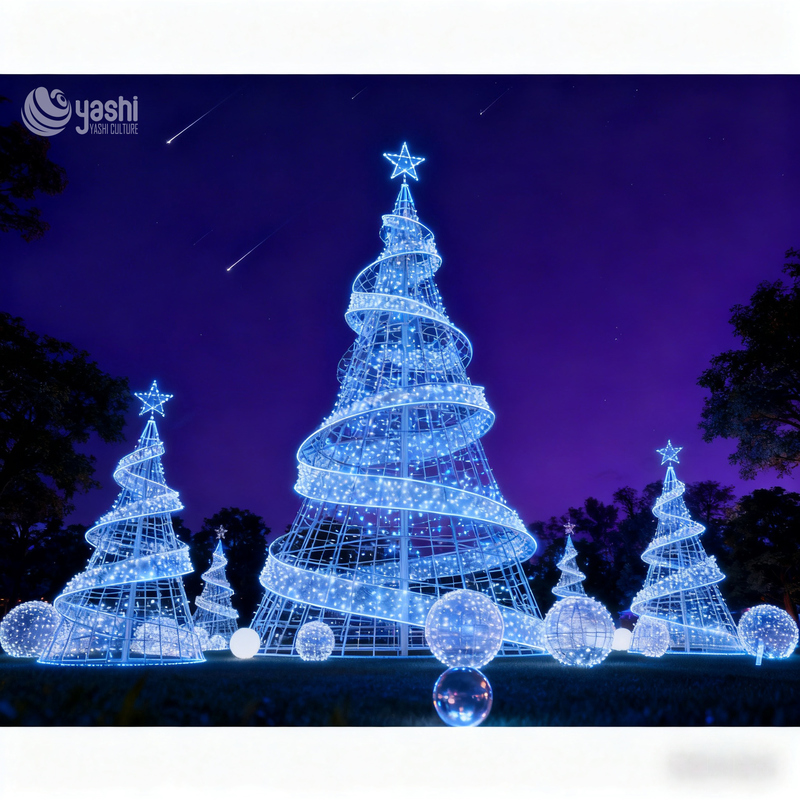 Custom Giant Spiral Wire Frame LED Christmas Tree, Outdoor Motif Light Tree for Mall & Festival Light Show