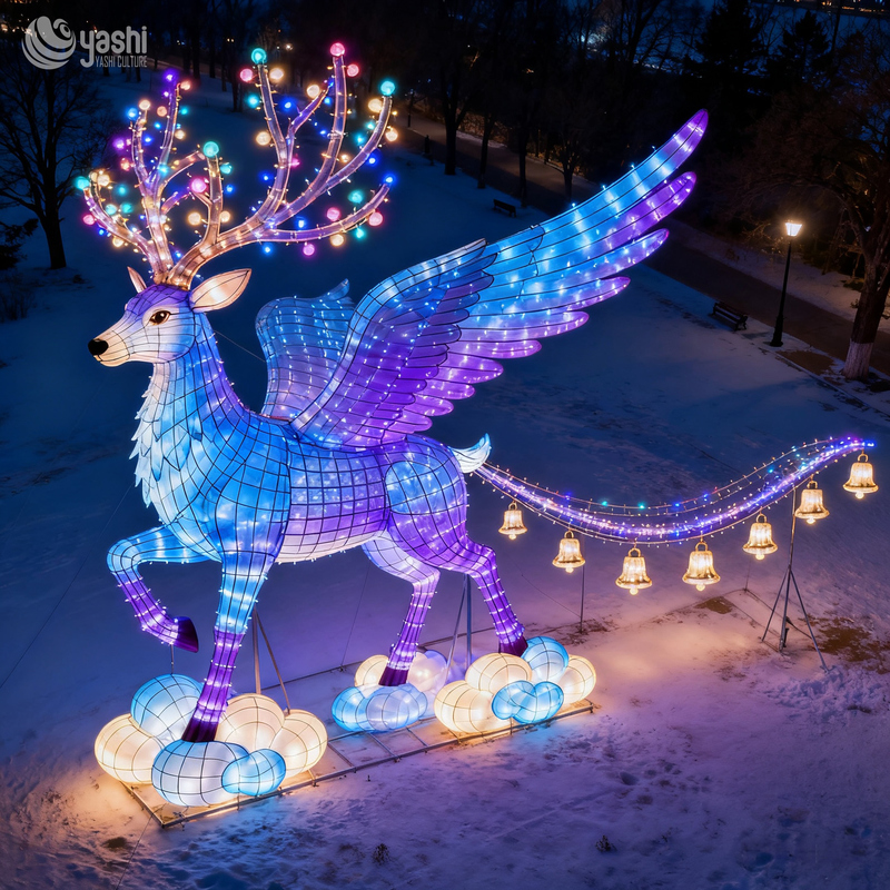 Colorful Reindeer Shaped Lantern - Large Illuminated Animal Lantern for Outdoor Decoration