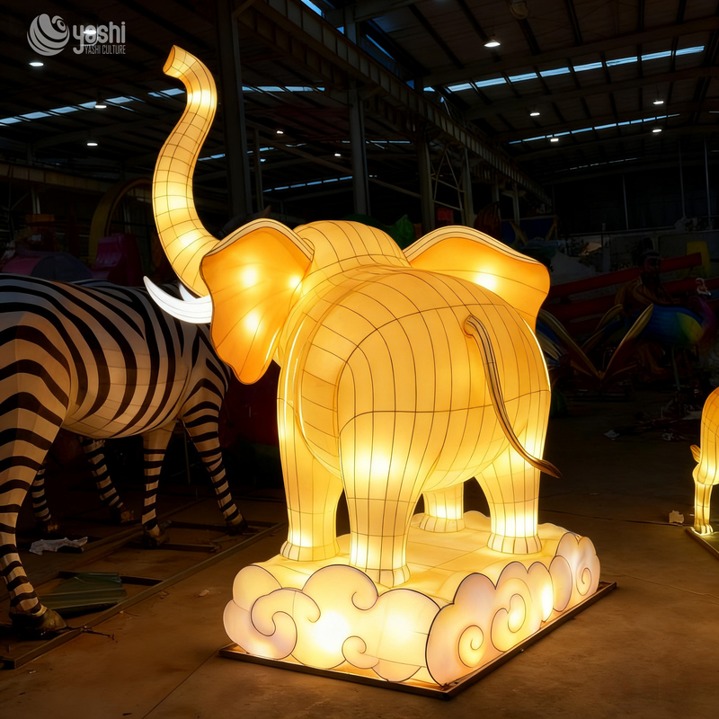 Giant Elephant Lantern Sculpture - Outdoor Landscape Decoration for Festivals