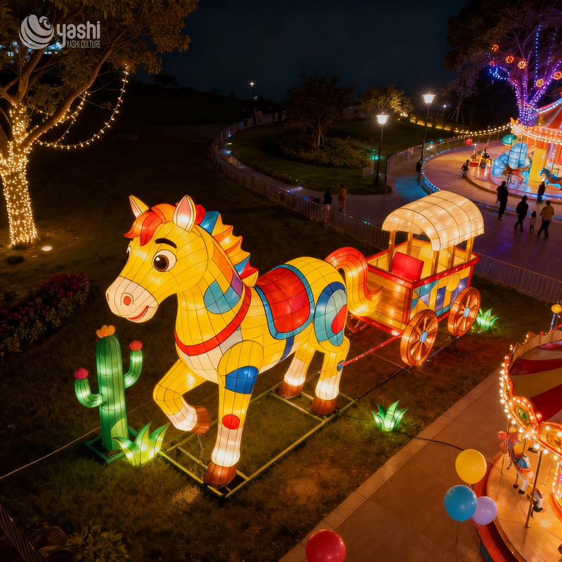 Chinese Traditional Zodiac Lantern - Cartoon Horse Lantern - New Year Festival Decorative Lantern