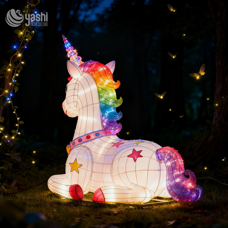 Colorful LED Unicorn Lantern - Magical Outdoor Decor for Kids' Party & Garden
