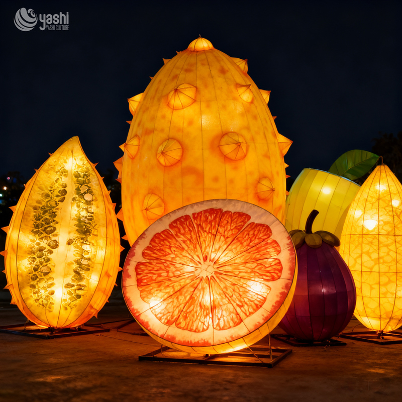 Giant Fruit Shaped LED Lanterns Set - Colorful Outdoor Festival Decor for Commercial Events