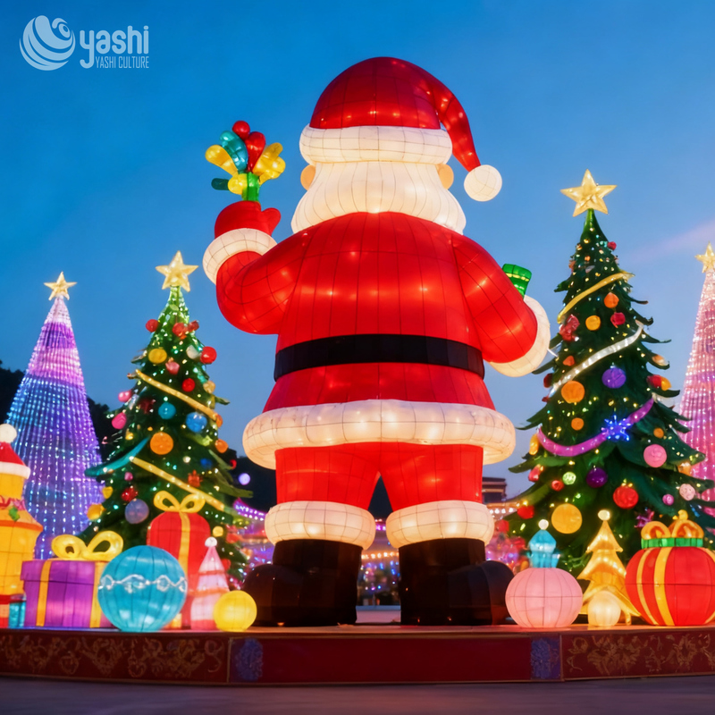 Giant Santa Claus Christmas-themed Lantern, Outdoor Holiday Display 3D Santa Claus Decoration for Festive Scenery