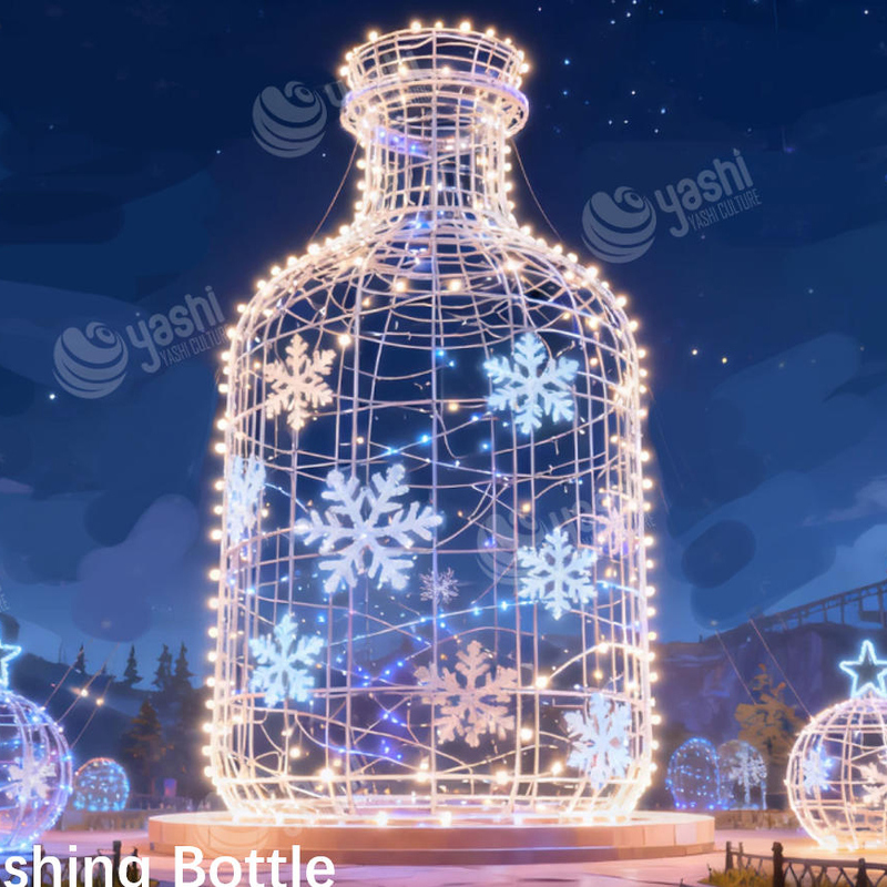 Custom Giant Candy Cane & Gift Bag LED Wireframe Light Set, Outdoor Waterproof Christmas Motif Light Sculpture for Plaza Light Festival